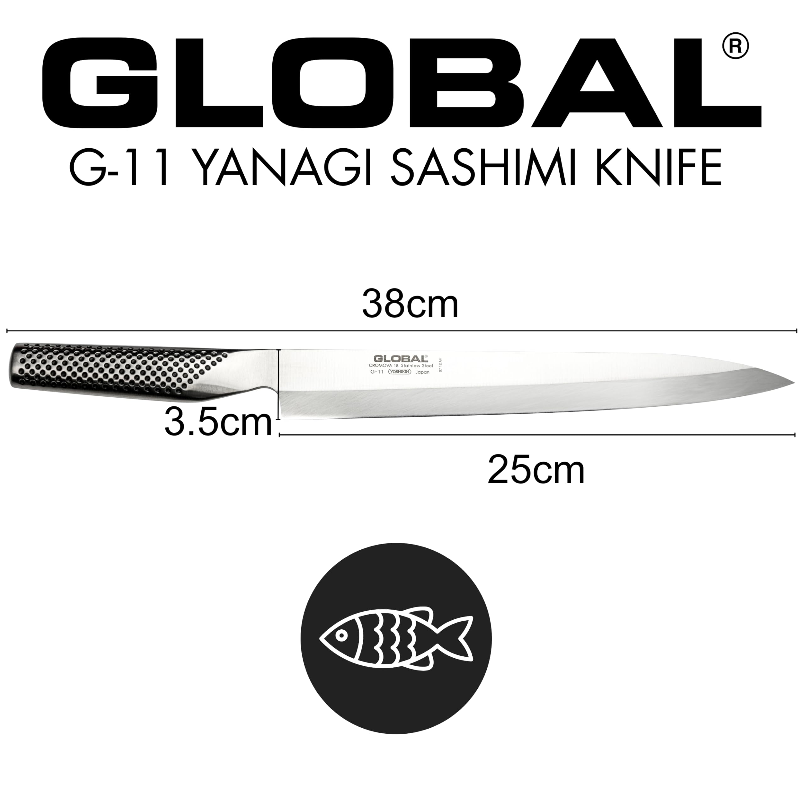 Global 10 Inch Right-Handed Yanagi Sashimi Knife - Lightweight Japanese Stainless Steel, Razor-Sharp Edge, Made in Japan, G-11R - Image 6