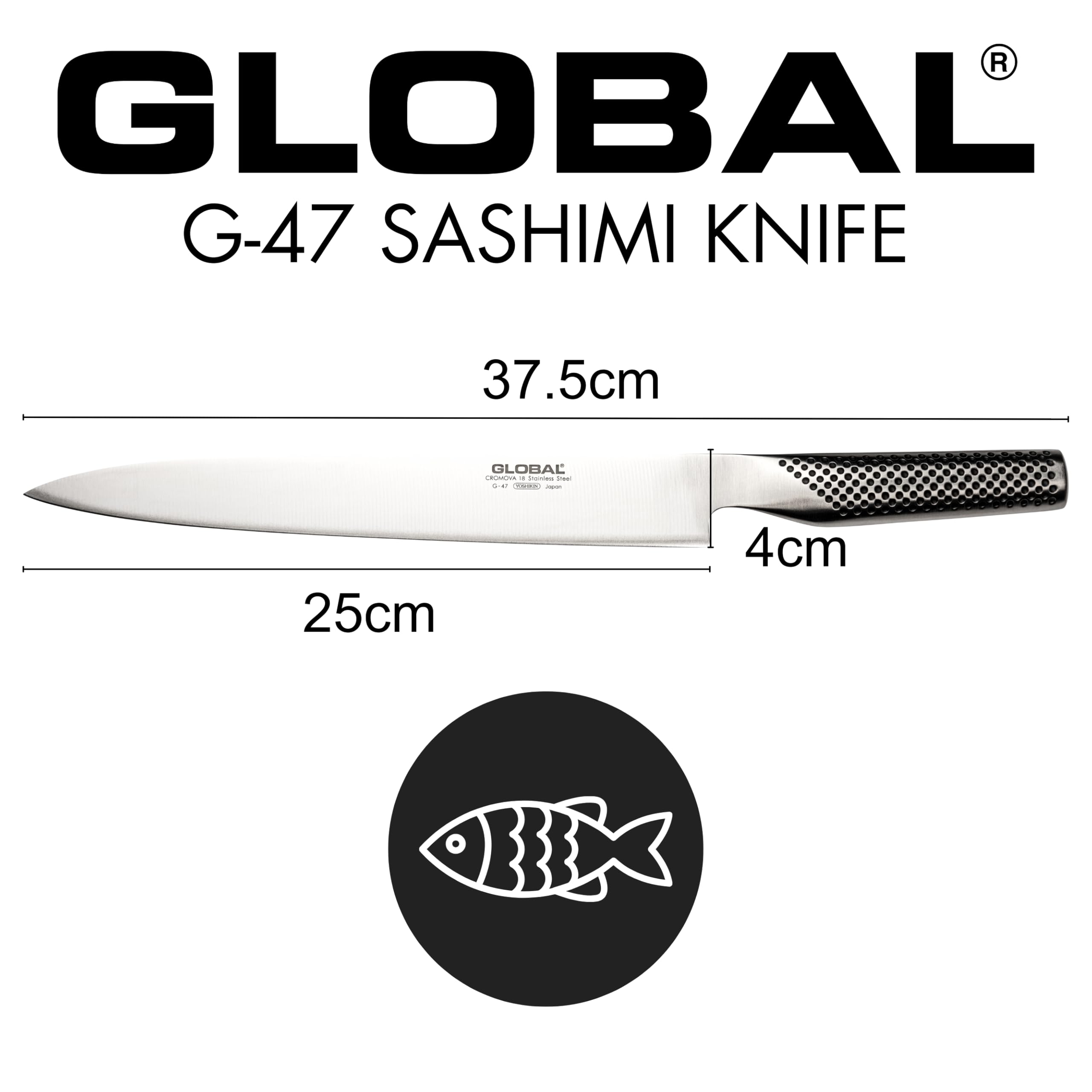 Global 10 inch Two-Sided Sashimi Slicer - Lightweight Japanese Stainless Steel, Razor-Sharp Edge, Made in Japan, G-47 - Image 3