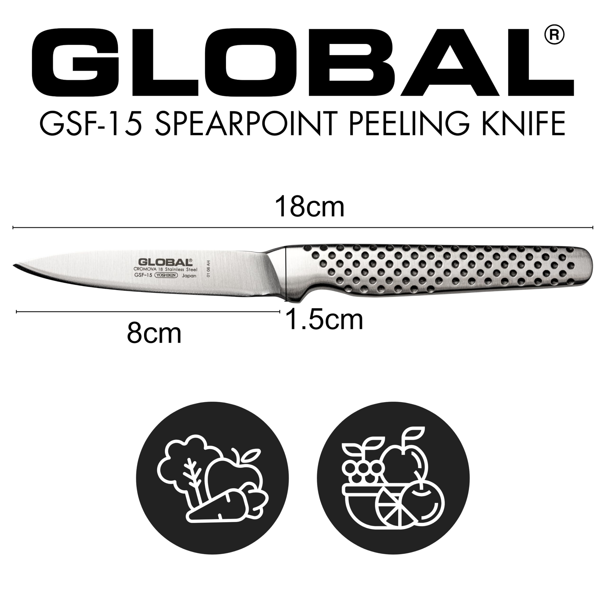 Global 3 inch Peeling Knife - Lightweight Japanese Stainless Steel, Razor Sharp Edge, Made in Japan, GSF-15 - Image 3