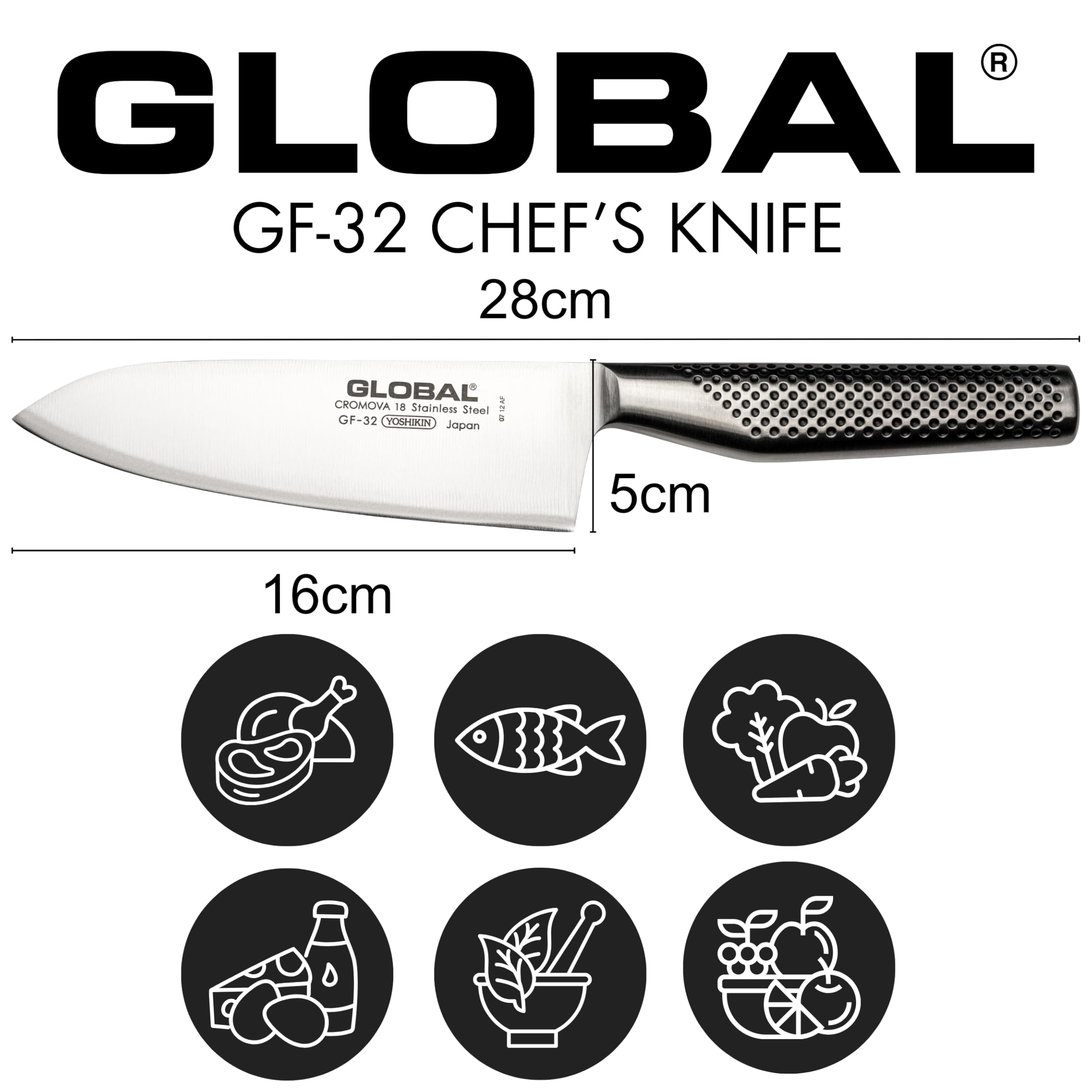Global 6 1/4 inch Forged Heavyweight Chef's Knife - Japanese Stainless Steel, Razor-Sharp Edge, Made in Japan, GF-32 - Image 3
