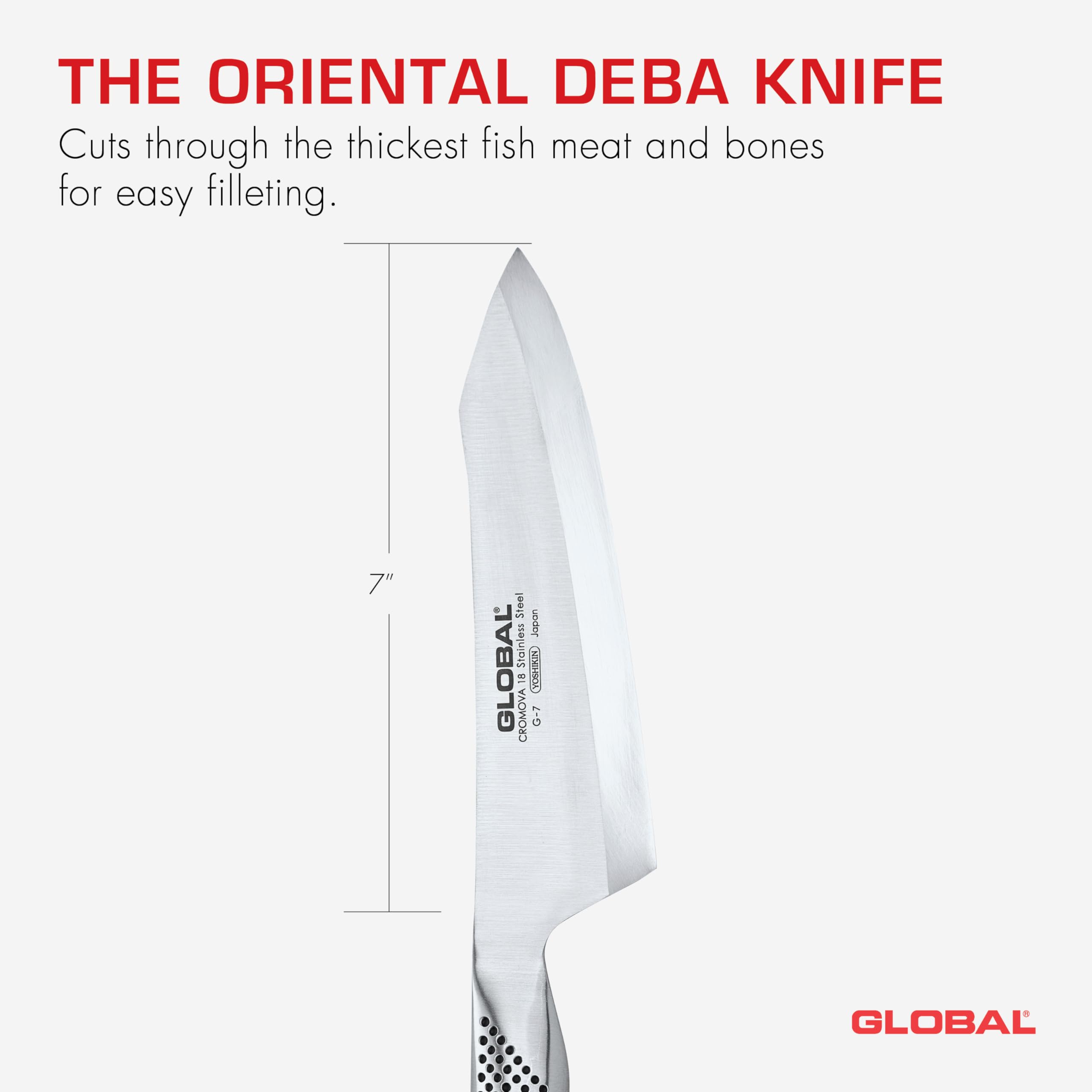 Global 7 Inch Right-Handed Deba Knife - Lightweight Japanese Stainless Steel, Razor-Sharp Edge, Made in Japan, G-7R - Image 4
