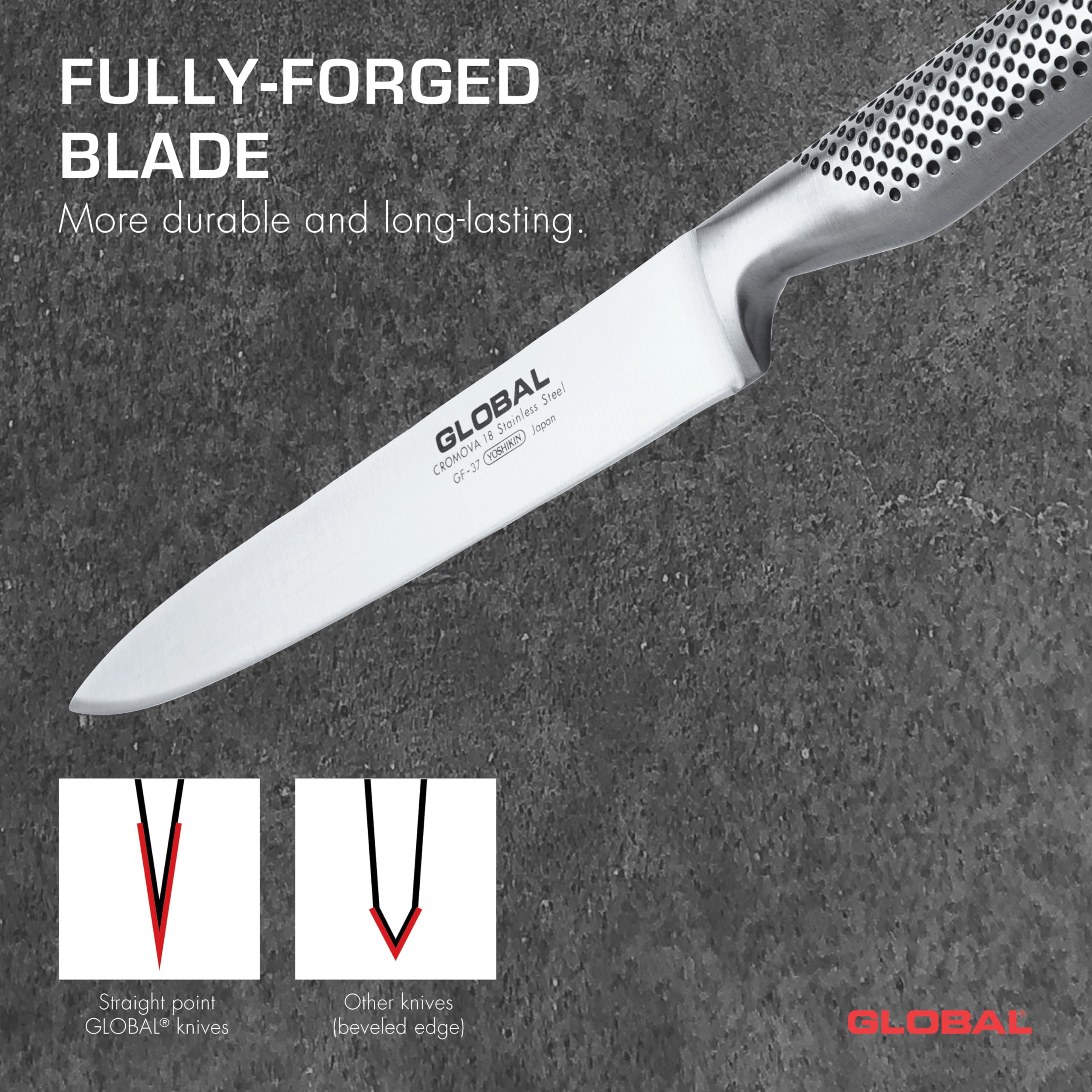 Global 8 3/4 inch Forged Heavyweight Carving Knife - Japanese Stainless Steel, Razor-Sharp Edge, Made in Japan, GF-37 - Image 4