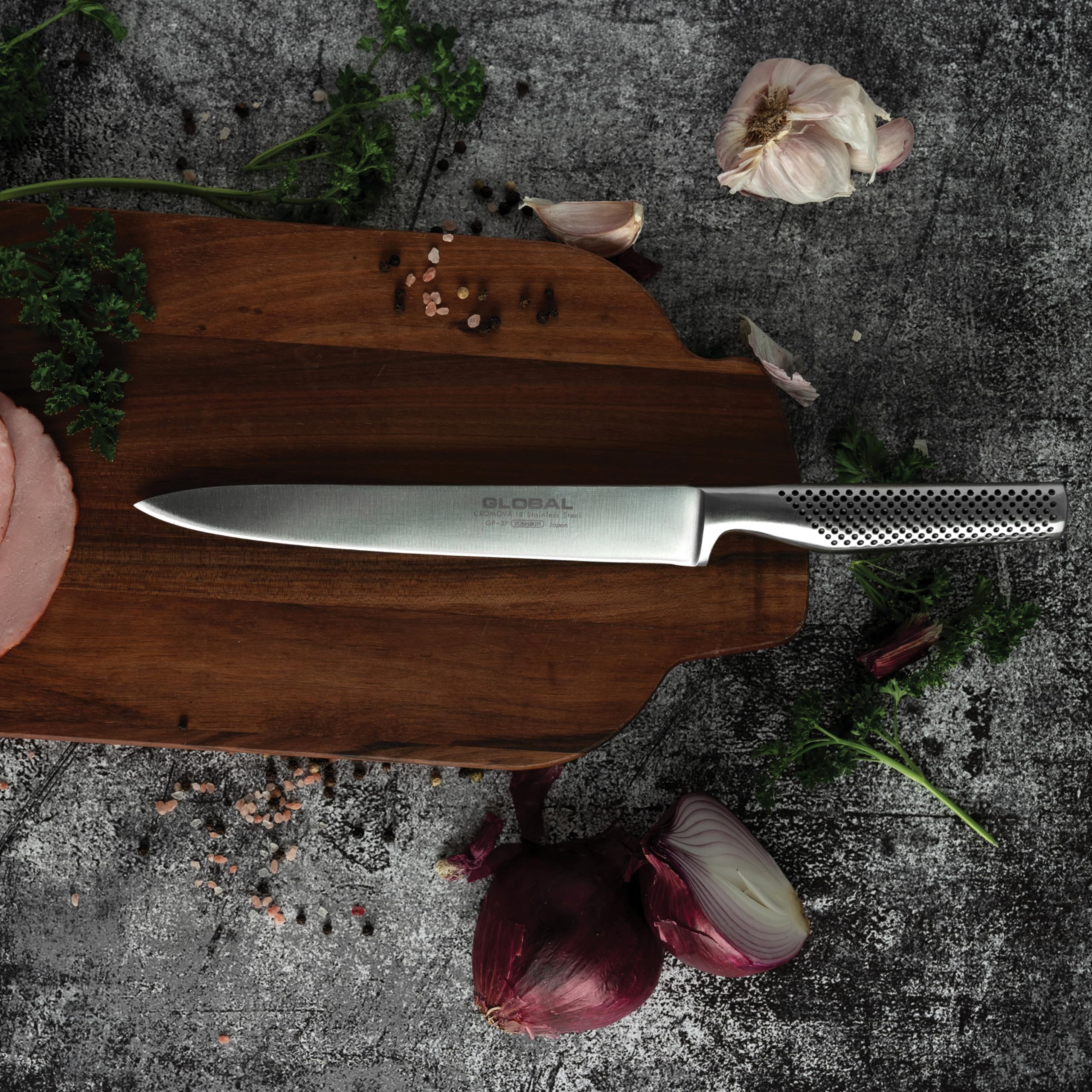 Global 8 3/4 inch Forged Heavyweight Carving Knife - Japanese Stainless Steel, Razor-Sharp Edge, Made in Japan, GF-37 - Image 6