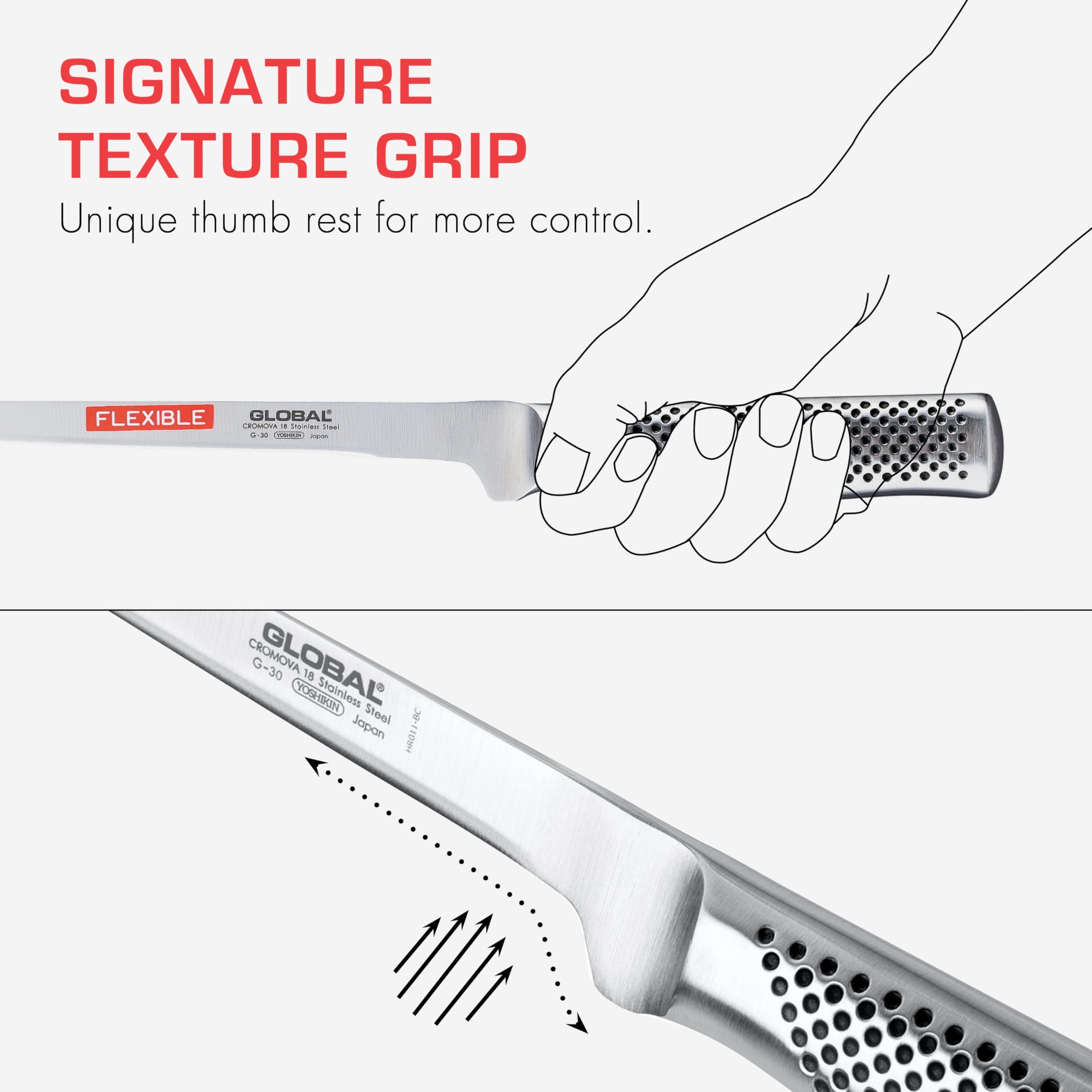 Global 8 inch Flexible Swedish Fillet Knife - Lightweight Japanese Stainless Steel, Razor-Sharp Edge, Made in Japan, G-30 - Image 6