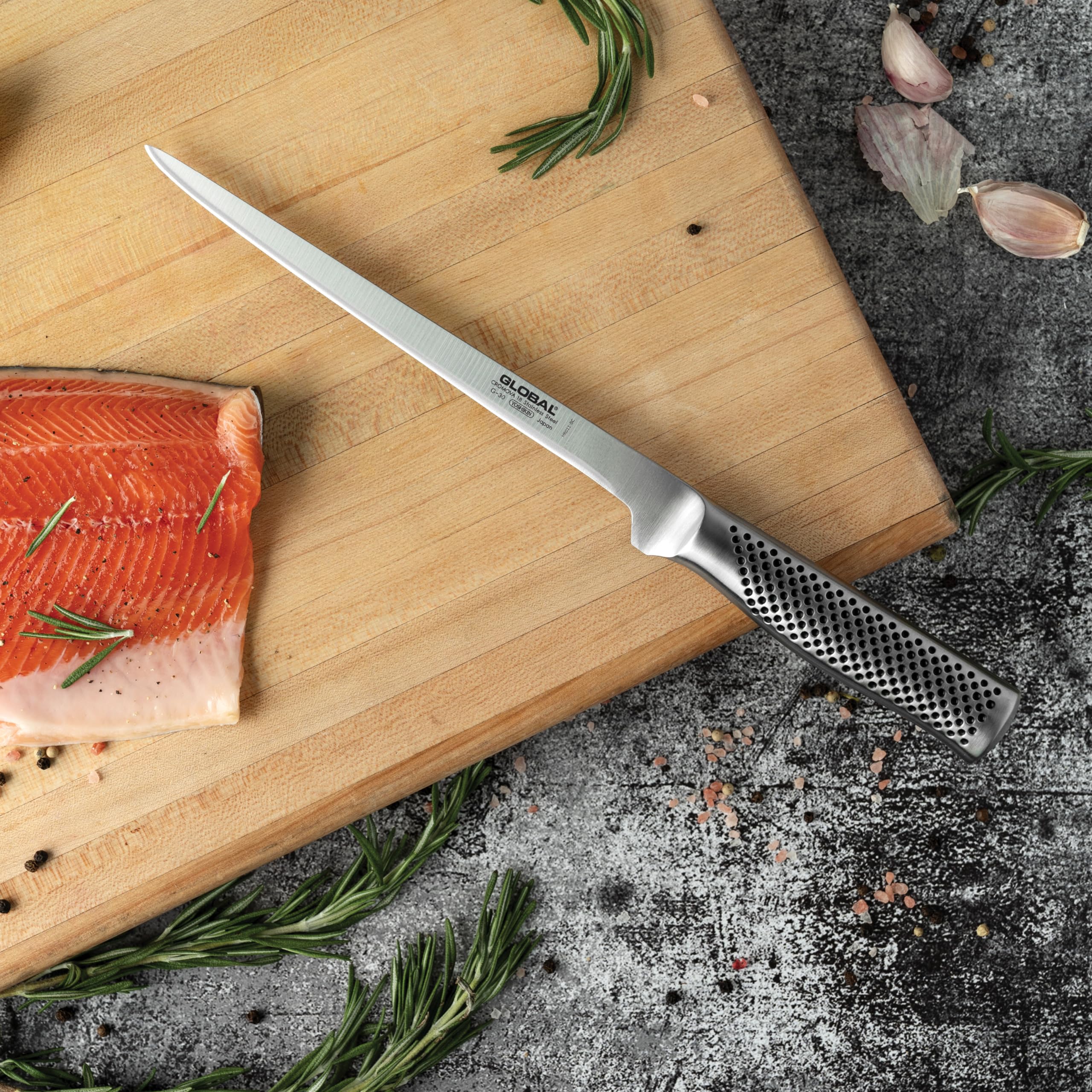 Global 8 inch Flexible Swedish Fillet Knife - Lightweight Japanese Stainless Steel, Razor-Sharp Edge, Made in Japan, G-30 - Image 7