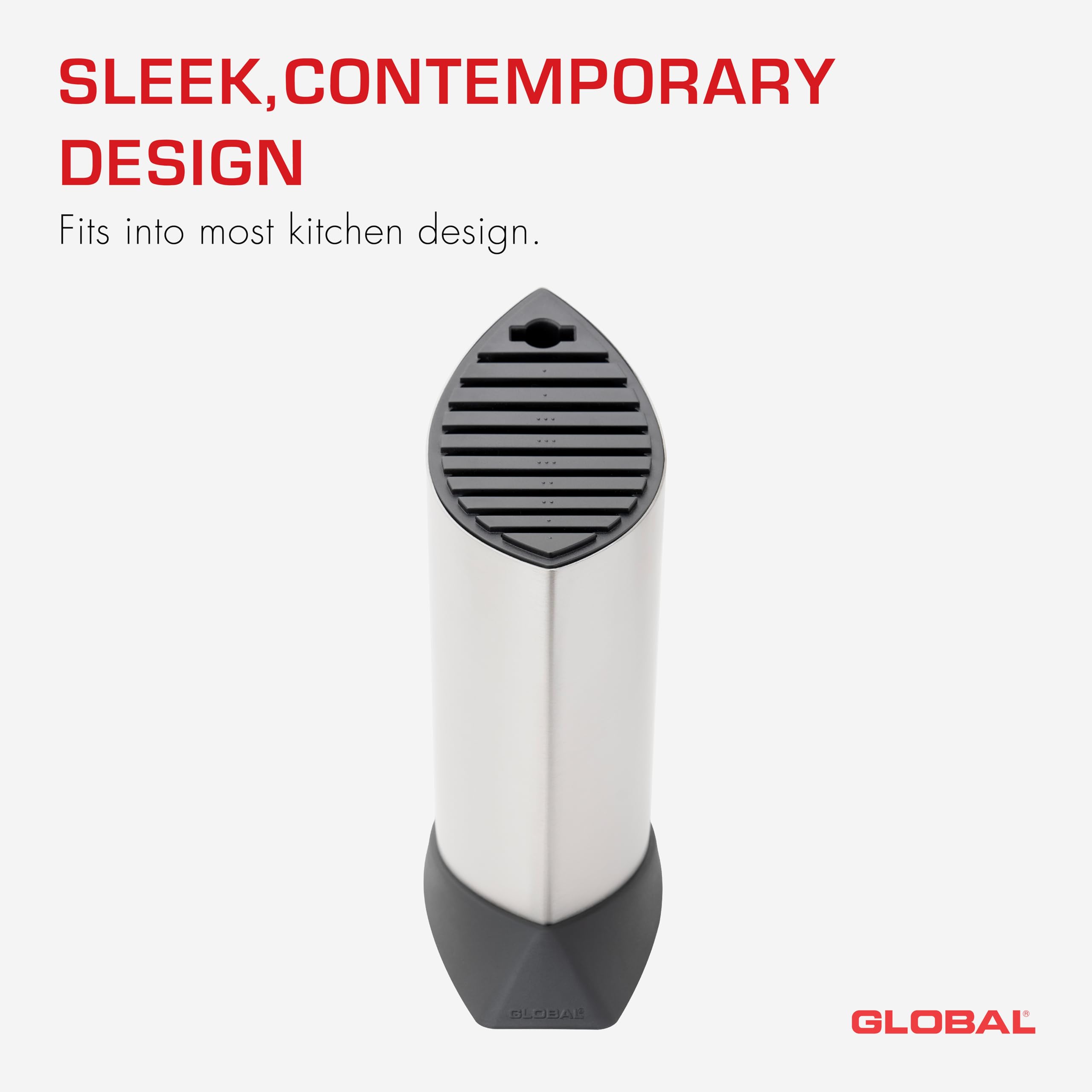 Global GKB-52-10 Slot Ship Shape Knife Block - Stainless Steel - Image 4