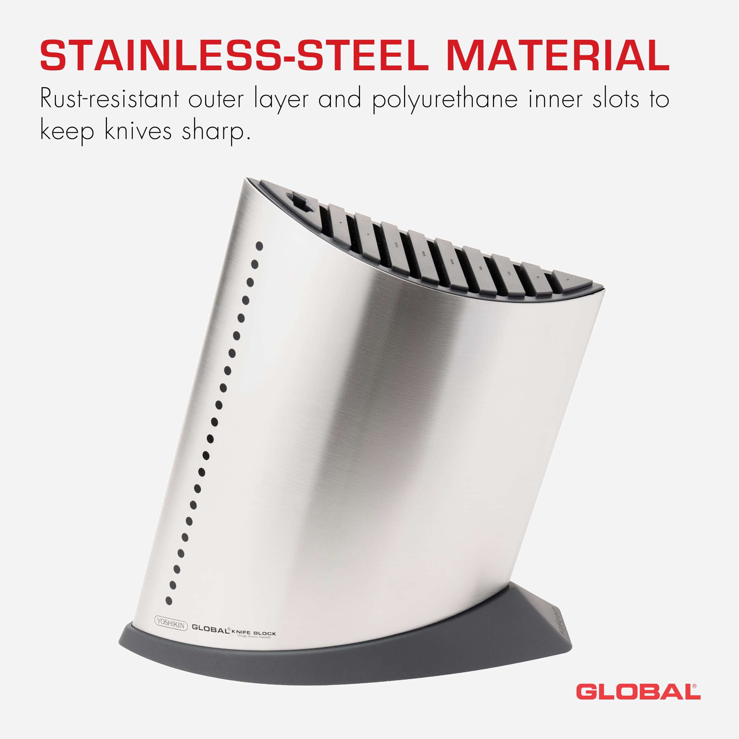 Global GKB-52-10 Slot Ship Shape Knife Block - Stainless Steel - Image 6
