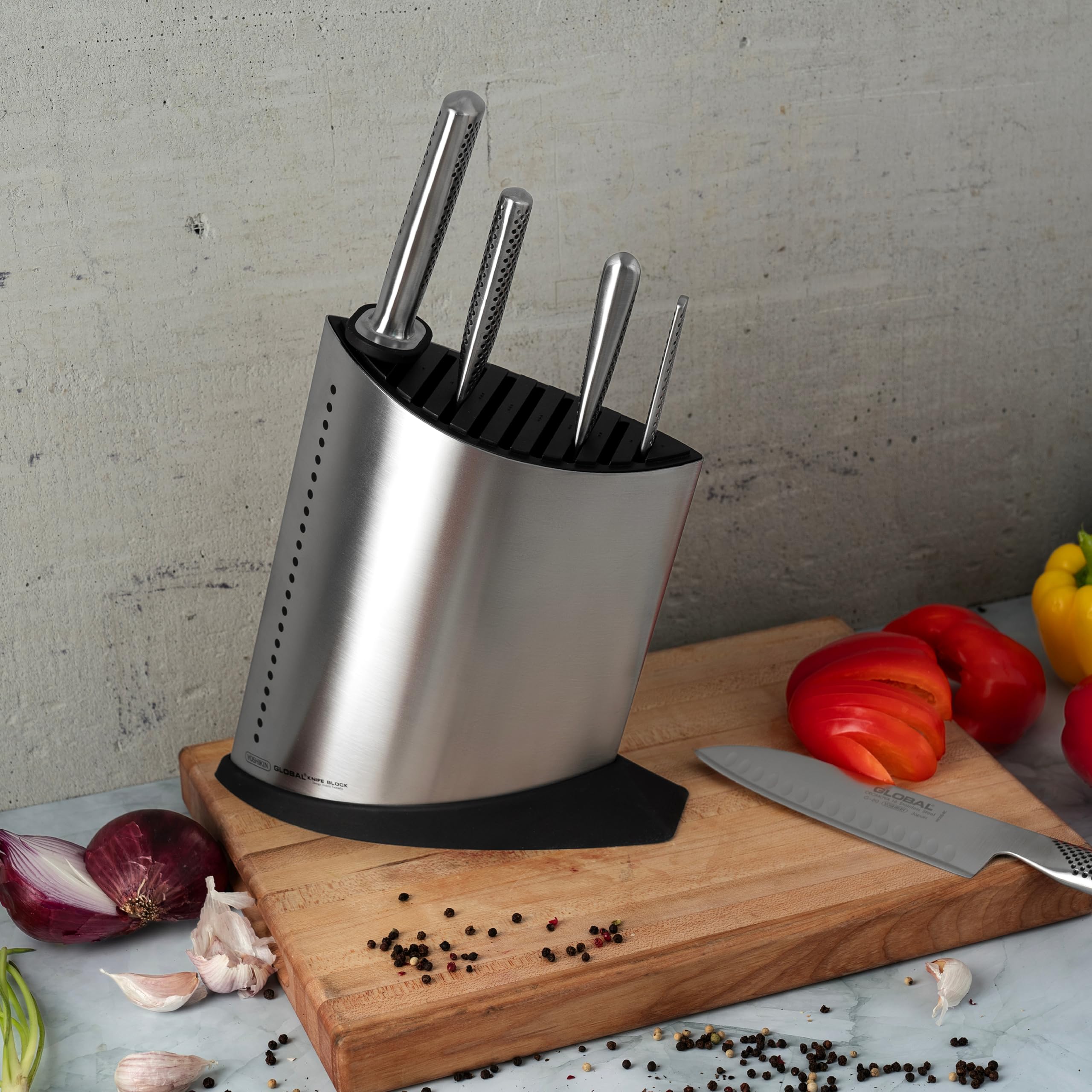 Global GKB-52-10 Slot Ship Shape Knife Block - Stainless Steel - Image 7