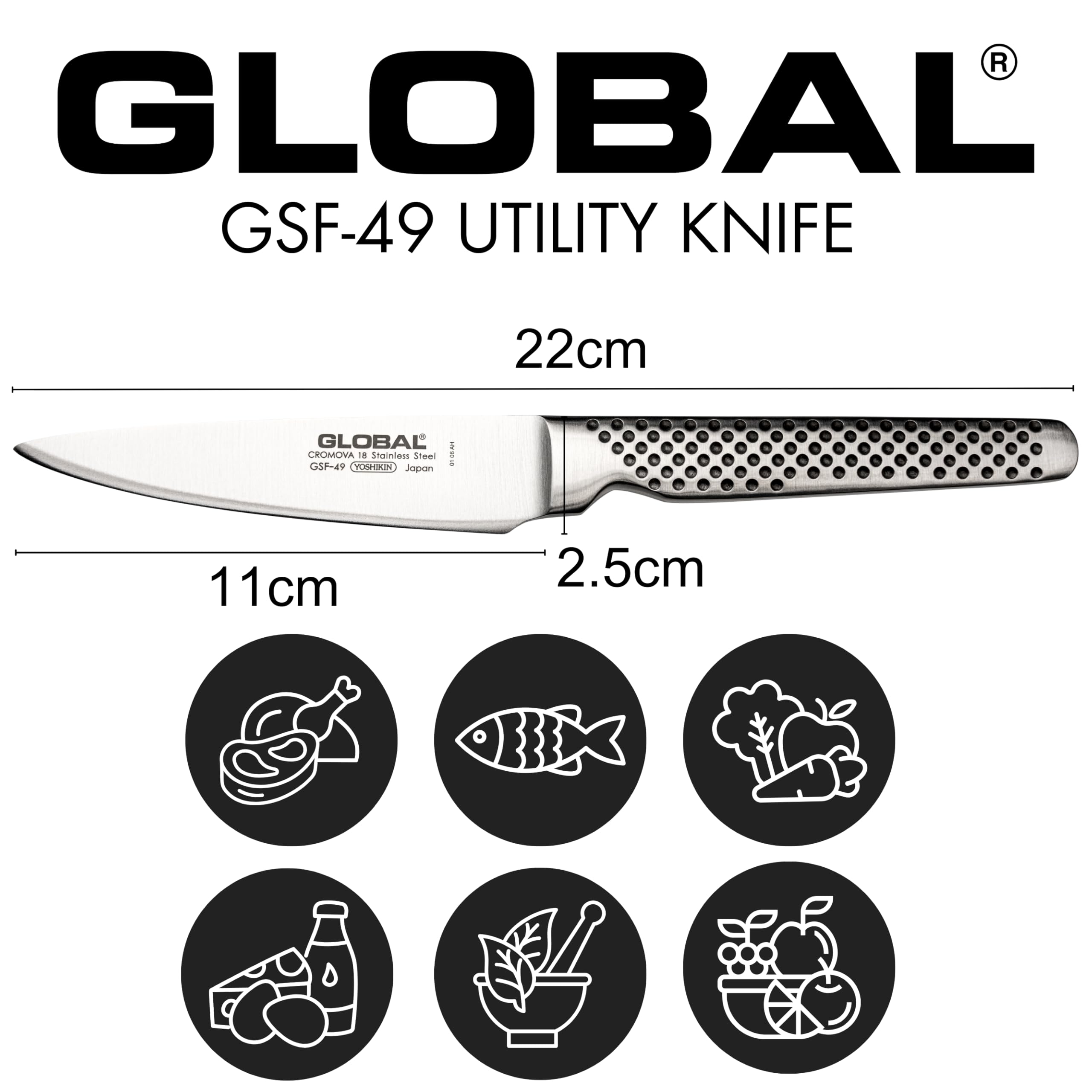 Global GSF-49-4 1/2 inch, 11cm Utility Knife - Image 3