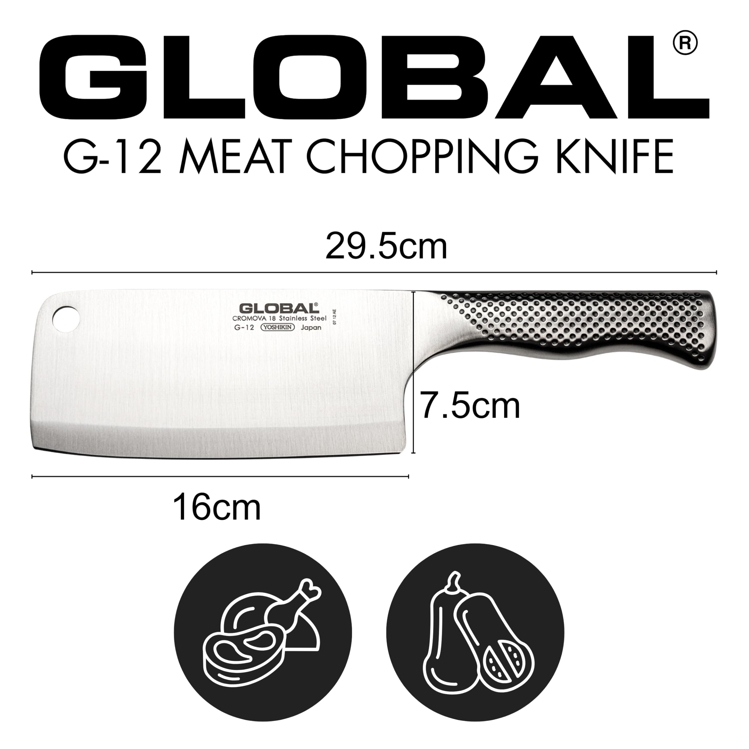 Global Meat Cleaver, 6 1/2", 16cm, Silver - Image 3