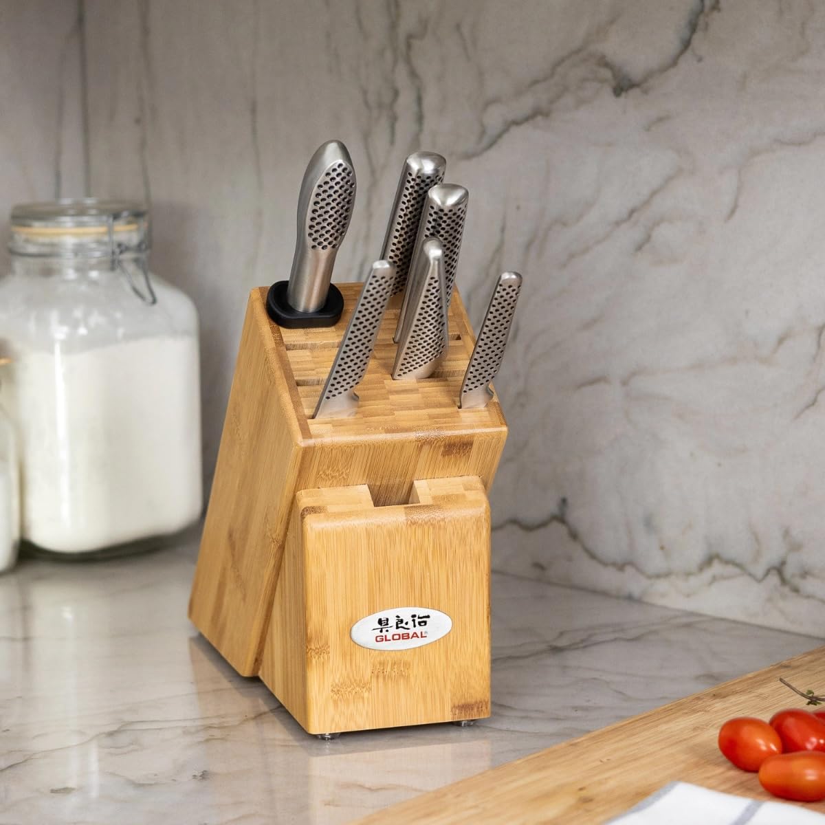 Global Takashi 7 piece Knife Block Set - Lightweight Japanese Stainless Steel, Razor-Sharp Edge, Made in Japan (G-2, G-9, G-72, GS-5, GSF-15, GSF-22, Wooden Knife Block), G-79587AU - Image 3
